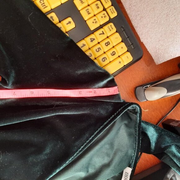 NEW! Dirass WMN Cocktail Hide Tummy Ruched Bodycon Dress Dark Green Velvet SizeM - Picture 8 of 8